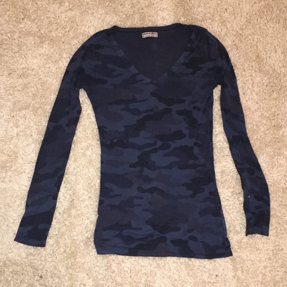 Blue camo cotton long sleeve